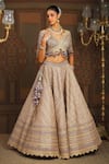 SHIKHAR SHARMA_Purple Silk Chanderi Embroidery Gota Scallop Grade Insignia Bridal Lehenga Set _Online_at_Aza_Fashions