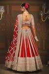 Shop_SHIKHAR SHARMA_Red Silk Chanderi Embroidery Gota V Neck Ambrosia Dori Vine Bridal Lehenga Set _at_Aza_Fashions