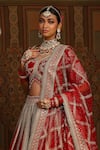 SHIKHAR SHARMA_Red Silk Chanderi Embroidery Gota Paan Amaryllis Vine Dori Bridal Lehenga Set _at_Aza_Fashions