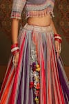 SHIKHAR SHARMA_Multi Color Silk Chanderi Embroidery Gota Twish Bridal Lehenga Set _Online_at_Aza_Fashions