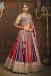 Buy_SHIKHAR SHARMA_Multi Color Silk Chanderi Embroidery Gota Twish Bridal Lehenga Set _Online_at_Aza_Fashions