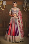 Shop_SHIKHAR SHARMA_Multi Color Silk Chanderi Embroidery Gota Twish Bridal Lehenga Set _Online_at_Aza_Fashions