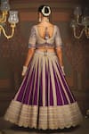 Shop_SHIKHAR SHARMA_Purple Silk Chanderi Embroidery Gota V Neck Wisteria Vine Bridal Lehenga Set _at_Aza_Fashions