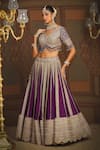 SHIKHAR SHARMA_Purple Silk Chanderi Embroidery Gota V Neck Wisteria Vine Bridal Lehenga Set _at_Aza_Fashions