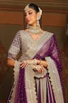 Buy_SHIKHAR SHARMA_Purple Silk Chanderi Embroidery Gota V Neck Wisteria Vine Bridal Lehenga Set 