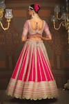 Shop_SHIKHAR SHARMA_Pink Silk Chanderi Embroidery Gota V Neck Cypress Vine Bridal Lehenga Set _at_Aza_Fashions