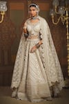 Buy_SHIKHAR SHARMA_Silver Cotton Simmer Chanderi Embroidery Gota Azure Celeste Bridal Lehenga Set _at_Aza_Fashions