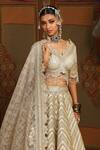 SHIKHAR SHARMA_Silver Cotton Simmer Chanderi Embroidery Gota Azure Celeste Bridal Lehenga Set _at_Aza_Fashions