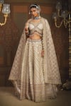 Buy_SHIKHAR SHARMA_Silver Cotton Simmer Chanderi Embroidery Insignia And Dori Bridal Lehenga Set _at_Aza_Fashions