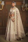 SHIKHAR SHARMA_Silver Cotton Simmer Chanderi Embroidery Insignia And Dori Bridal Lehenga Set _Online_at_Aza_Fashions