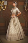 Shop_SHIKHAR SHARMA_Silver Cotton Simmer Chanderi Embroidery Insignia And Dori Bridal Lehenga Set _Online_at_Aza_Fashions