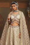 SHIKHAR SHARMA_Silver Cotton Simmer Chanderi Embroidery Insignia And Dori Bridal Lehenga Set _at_Aza_Fashions