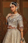 Buy_SHIKHAR SHARMA_Gold Embroidery Scallop Paan Neck Helix Zig Zag Bridal Lehenga Set 