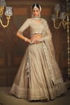 Buy_Shikhar Sharma_Gold Silk Chanderi Embroidery Gota Gardenia Badla And Dori Bridal Lehenga Set _at_Aza_Fashions