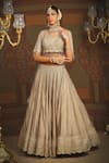 Shop_Shikhar Sharma_Gold Silk Chanderi Embroidery Gota Gardenia Badla And Dori Bridal Lehenga Set 