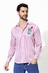 Buy_16Stitches_Pink Egyptian Cotton Embroidery Bear Applique Essentials Shirt  _at_Aza_Fashions