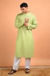 Buy_Kalp_Green Cotton Perfection Stitch Line Work Kurta Set _at_Aza_Fashions