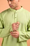 Kalp_Green Cotton Perfection Stitch Line Work Kurta Set _at_Aza_Fashions