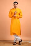 Buy_Kalp_Yellow Cotton Embroidery Bliss Kantha Kurta Set _at_Aza_Fashions