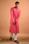 Buy Kalp Pink Cotton Embroidery Rose Radiance Kurta Set at Aza Fashions Buy_Kalp_Pink Cotton Embroidery Rose Radiance Kurta Set _at_Aza_Fashions