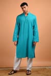 Buy Kalp Blue Cotton Embroidery Aqua Tapestry Kurta Set at Aza Fashions Buy_Kalp_Blue Cotton Embroidery Aqua Tapestry Kurta Set _at_Aza_Fashions