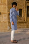 Buy_Kalp_Blue Cotton Embroidery Floral Fantasy Hand Block Print Kurta Set _Online_at_Aza_Fashions
