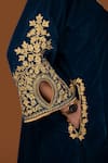 Shop_Daljit Sudan_Blue Kurta And Pant Velvet Embroidery Aari Tilla Cutwork Phiran Set  _Online_at_Aza_Fashions