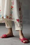 Shop_ROZA_Ivory Linen Hand Drawn Prints Watercolor Primrose Phiran Kurta And Pant Set _Online_at_Aza_Fashions