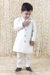 Buy_Tiber Taber_Cream Raw Silk Solid Sherwani Pant Set  