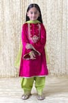 Buy_Tiber Taber_Pink Velvet Embroidered Thread Kurta Salwar Set  _at_Aza_Fashions