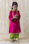 Tiber Taber_Pink Velvet Embroidered Thread Kurta Salwar Set  _Online_at_Aza_Fashions