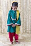 Tiber Taber_Green Raw Silk Embroidered Thread Floral Kurta Salwar Set  _Online_at_Aza_Fashions