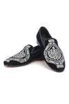 Buy_SHUTIQ_Blue Embroidered Velvet Shoes_at_Aza_Fashions