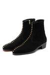 Buy_Shutiq_Black Embellished Spike Leather Boots _at_Aza_Fashions