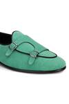 Shop_SHUTIQ_Green Basil Batwing Double Monk Shoes_Online_at_Aza_Fashions