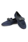 Buy_SHUTIQ_Blue Batwing Velvet Shoes _at_Aza_Fashions