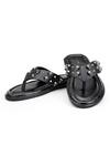 Buy_Shutiq_Black Skull Strap Studded Slippers _at_Aza_Fashions