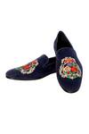 Buy_SHUTIQ_Blue Thread Botanical Embroidered Shoes_at_Aza_Fashions