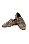 Buy_SHUTIQ_Green Cotton Handloom Camouflage Rawhide Print Shoes_at_Aza_Fashions