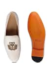Shop_SHUTIQ_White Crown Laurus Embroidered Shoes_at_Aza_Fashions