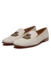 SHUTIQ_White Crown Laurus Embroidered Shoes_Online_at_Aza_Fashions