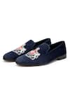 SHUTIQ_Blue Crown Leo Embroidered Shoes_Online_at_Aza_Fashions