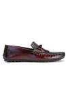 SHUTIQ_Wine Denali Leather Embossed Loafers _Online_at_Aza_Fashions