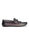 SHUTIQ_Grey Denali Leather Embossed Knotted Loafers _Online_at_Aza_Fashions