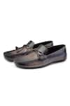 Buy_SHUTIQ_Grey Denali Leather Embossed Knotted Loafers _Online_at_Aza_Fashions