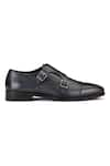 SHUTIQ_Blue Enzo Double Monk Brogue Pattern Shoes _Online_at_Aza_Fashions