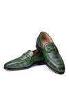 Buy_SHUTIQ_Green Enzo Horsebit Stitched Shoes_at_Aza_Fashions