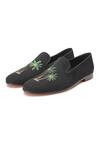Shutiq_Black Hand Embroidered Acai Coal Coconut Tree Shoes _Online_at_Aza_Fashions