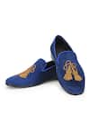 Buy_SHUTIQ_Blue Hand Embroidered Amadai Coal Tasseled Velvet Shoes _at_Aza_Fashions