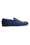 Buy_SHUTIQ_Blue Hand Embroidered Amadai Coal Tasseled Velvet Shoes _Online_at_Aza_Fashions